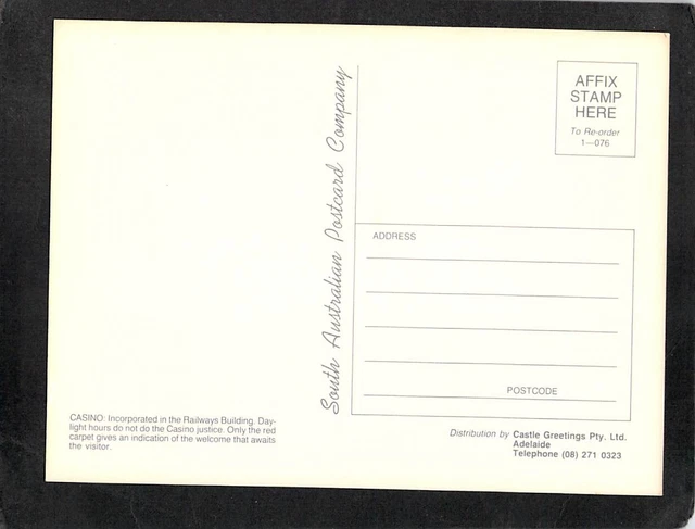 B9073 Australia SA Adelaide Railway station Casino postcard 2
