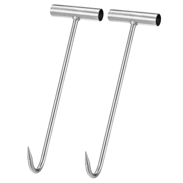 2pcs 11.4inch T-Handle Meat Boning Hook Galvanized T Hooks