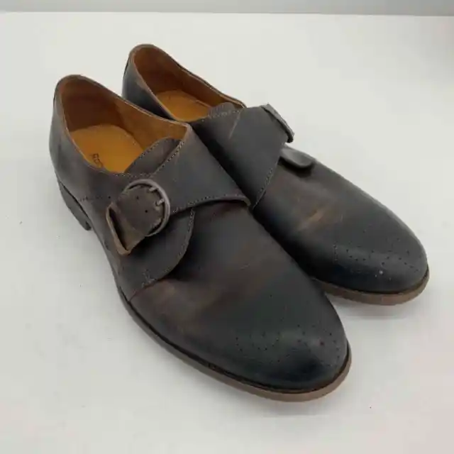 Robert Wayne Brown Leather Casual Monk Strap Dress Shoes Mens Size 9D