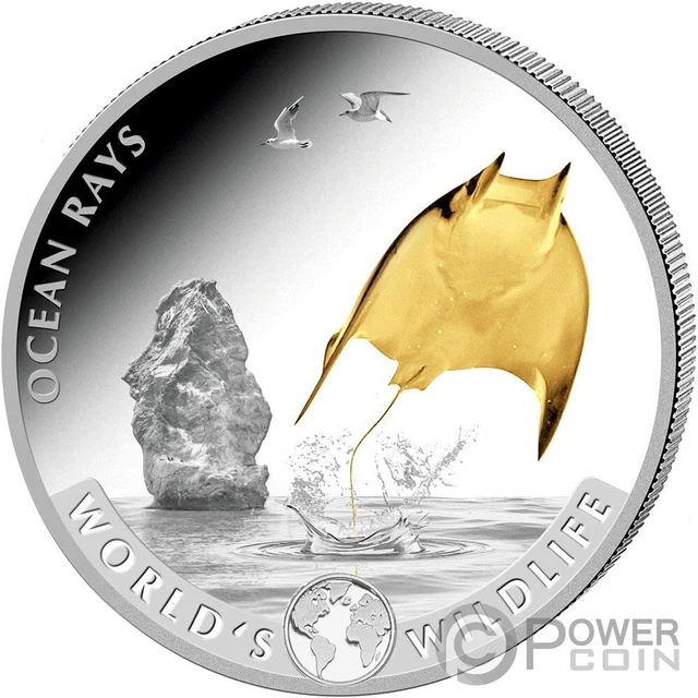 OCEAN RAYS World Wildlife 1 Oz Silver Coin 20 Francs Congo 2023