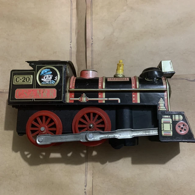 VINTAGE METAL TIN Toy Train SKK SHINSEIKIKI Battery Operated Frontier