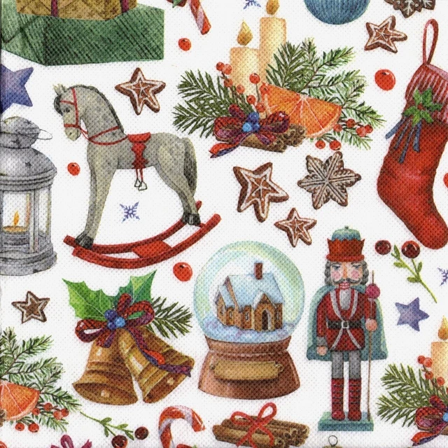 Serviettes en papier Noël sujets/décorations. Napkins Christmas decorations