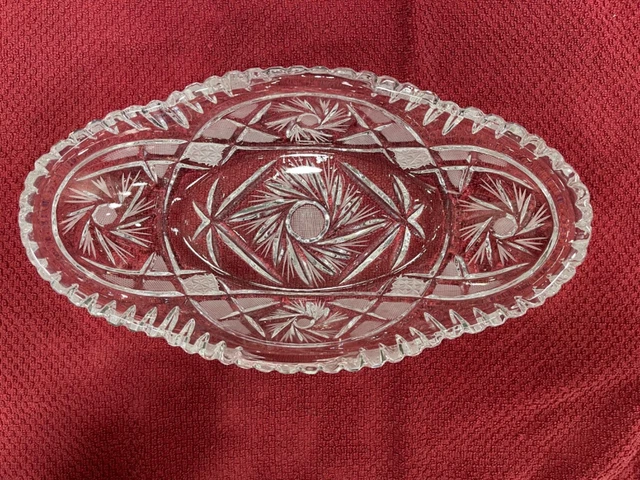 VTG  Irena glass crystal oval serving dish bowl 9.5" X 4.5”