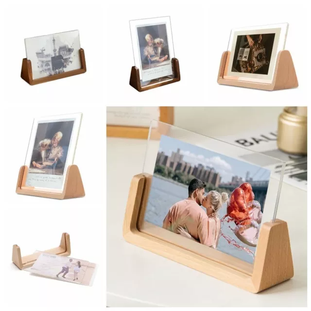 Wooden Photos Frame Desk Calendar Base U-shaped Picture Frame Desktop Decor