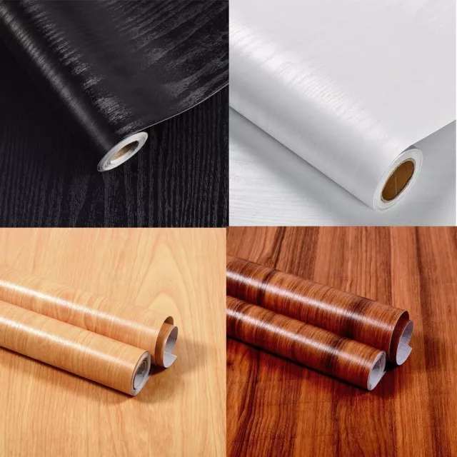 32ft Wood Grain Wallpaper Self Adhesive Furniture Vinyl Wrap Film Kitchen Decor