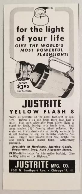 1953 Print Ad Justrite Yellow Flash 8 Flashlights Made in Chicago,IL