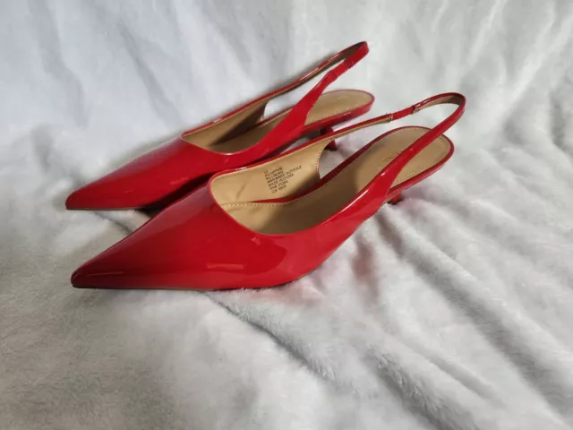 Express Slingback Kitten Heel Pumps , Red