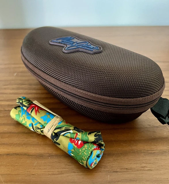 MAUI JIM BROWN Sunglass Clam Shell Zipper Hard Case with Cleaning Cloth
