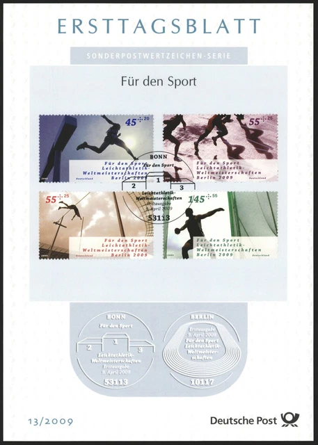 Ersttagsblatt ETB 13/2009 - "Für den Sport" - Leichtathletik-Weltmeisterschaft
