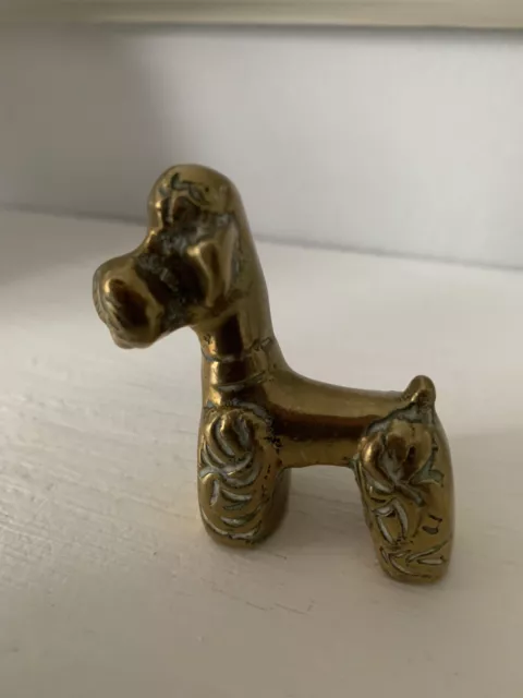 Vintage Brass Poodle Dog Figure Figurine Collectable Ornament