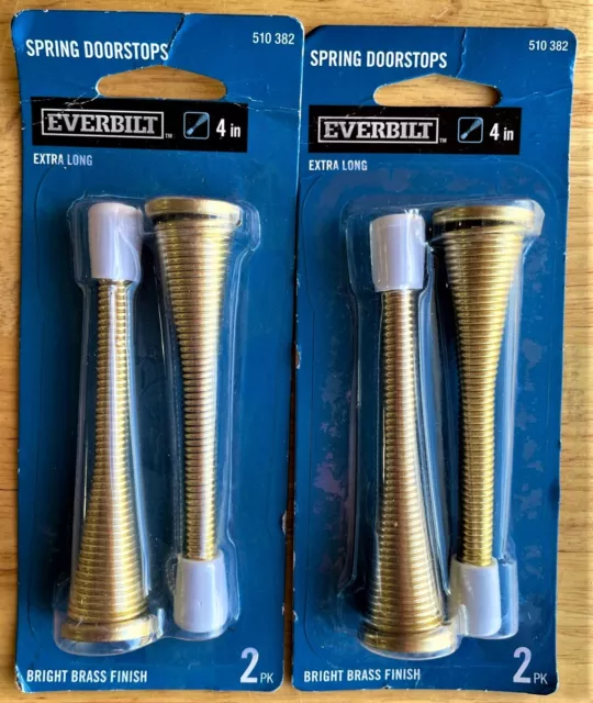 Door Stops 4 in. Bright Brass Long Spring Door Stop 2 packs, 2 per Pack =4 stops