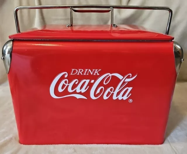 Vintage Advertising Coca-Cola Red/Metal Ice Chest Cooler W/Bottle Opener