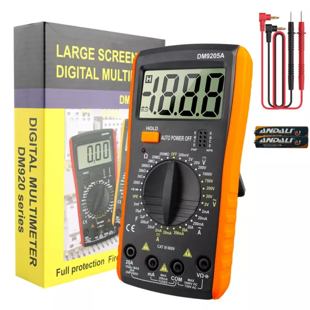 Digital Multimeter LCD Voltmeter Transistor Resistance Capacitance Temp Tester