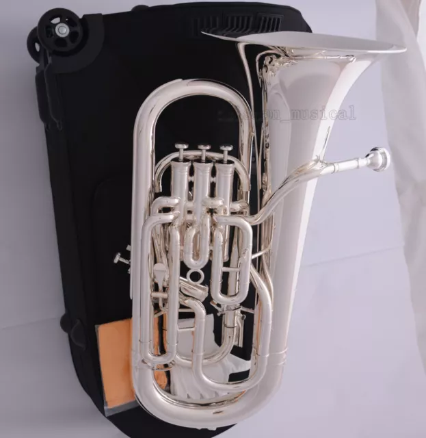 Professional Silver Plated Compensating System Euphonium W/ Trigger & Pro Case