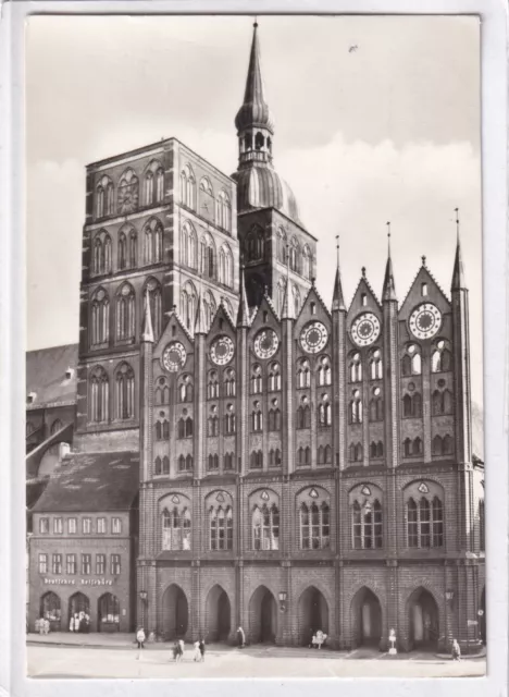 Ansichtskarte Stralsund - Blick auf das Rathaus am Alten Markt - schwarz/weiß