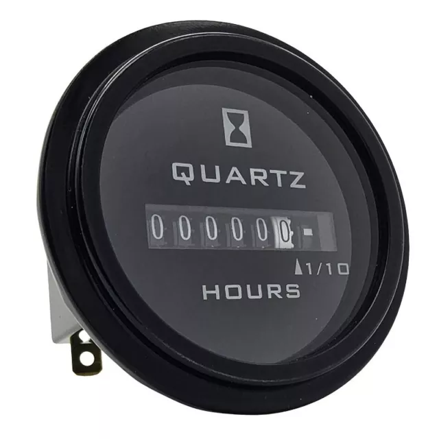 Hour Meter Round 10-80VDC Car Truck Machinery Waterproof Black Bezel 12V 24V