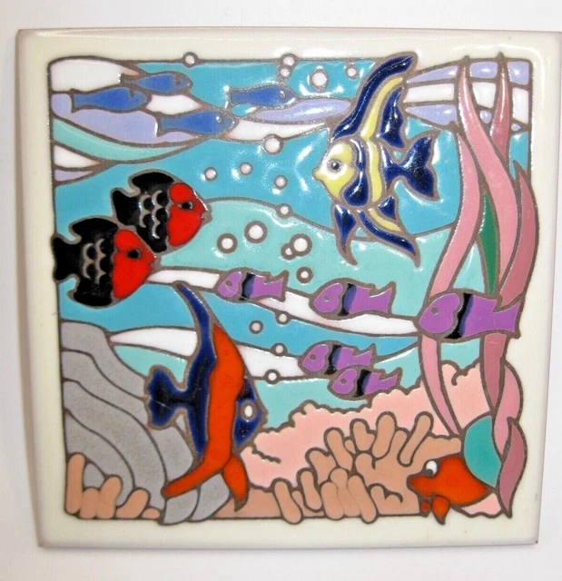 Colorido pez tropical de colección Masterworks hecho en EE. UU. 6" cuadrado