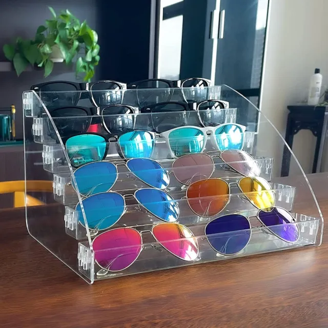 Sunglasses Organizer Clear Eyeglasses Display Case Eyewear Storage Tray Box