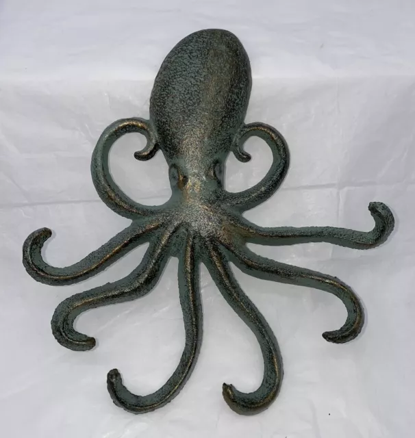 Aqua Octopus Tentacles Key Rack Cast Iron Key Towel Hanger Wall Hook Nautical