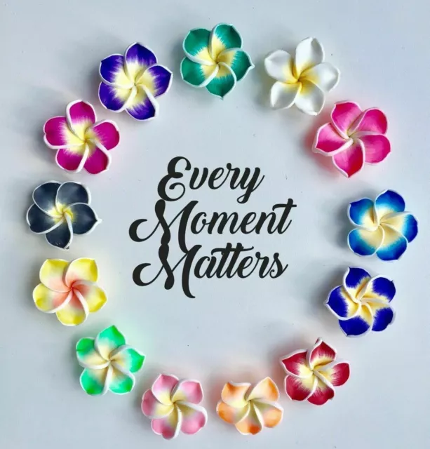 10 x POLYMER CLAY FLOWERS 30mm FLAT BACK WITH HOLE BEAD CABOCHONS CHOOSE COLOUR