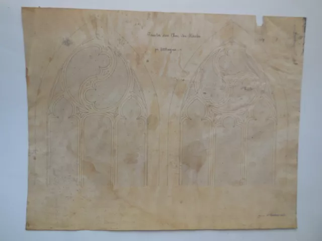 Original Tusche-Bleistiftzeichnung Fensterstudie auf Papier; Julius Knoderer1851