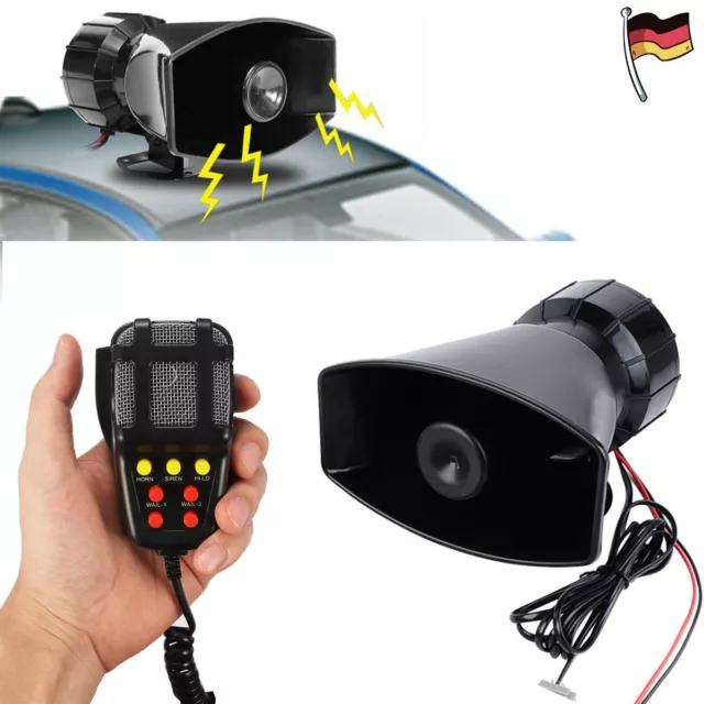 12V 7-Klang Laute Horn Hupe Autohorn Lautsprecher Sirene LKW PKW PA System 100W