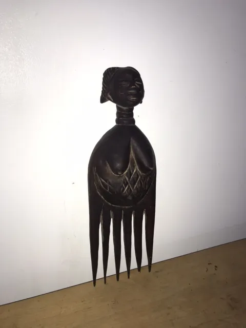 Old Tribal Yaka Comb Figure Congo Wooden Handmade African Sculpture