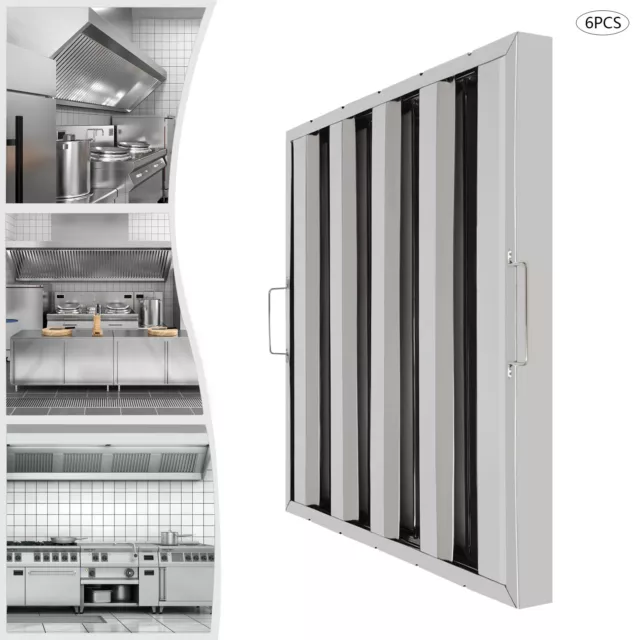 20"X20" Commercial Hood Filters 6 Pcs Hood Grease Filter Baffle Stainless Steel