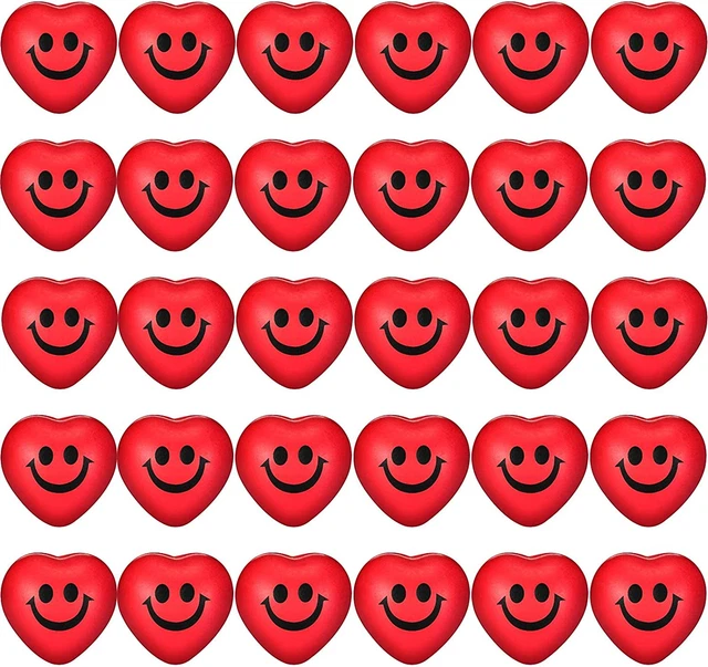 30 piezas bolas de estrés para el corazón, bolas de estrés facial divertida sonrisa, mini bola de espuma, str