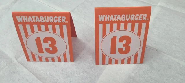 Individual WHATABURGER Restaurant Table Tent Numbers 13 - Modern Glossy