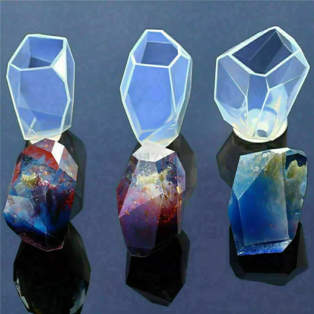 Silicone Crystal Gem Mould DIY Mold Resin Jewelry Pendant Making Crafts Tool AU