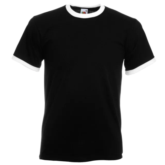 Mens Contrast Ringer T-Shirt / Fruit of the Loom Short Sleeve - Fast Delivery
