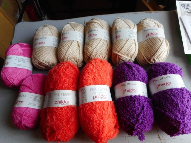 15 Pelotes De Laine Phildar Frimas – Couleur Prune – Lot Idéal Pour Tricot Et Crochet