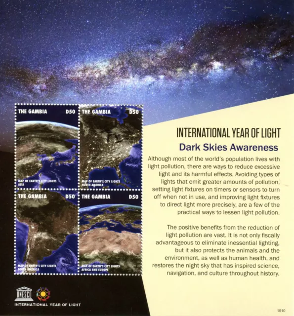 Gambia UNESCO Stamps 2015 MNH Intl Year of Light Dark Skies Awareness 4v M/S