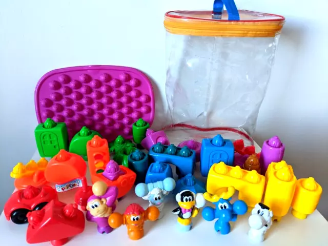 Fisher Price Pop-Onz/34-teiliges Konvolut + Aufbewahrungstasche Vorschulbau Spielzeug