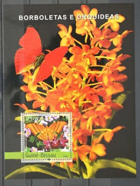 Guinea Bissau Block 458 postfrisch Schmetterling, Orchidee #GD749