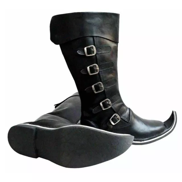 Long Leather Boots Medieval Renaissance Shoes LARP Viking Warrior Shoes