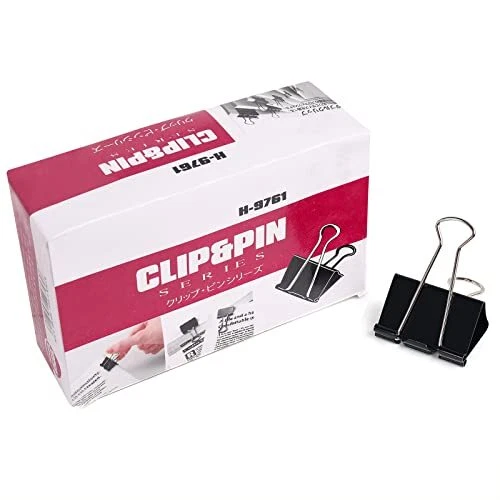 60pcs Binder Clips, 1.25 Inch Metal Paper Clips, Stationary Foldback Clips