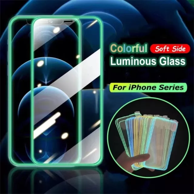 For iPhone 14 13 12 Pro Max 11 XR Luminous Full Tempered Glass Screen Protector