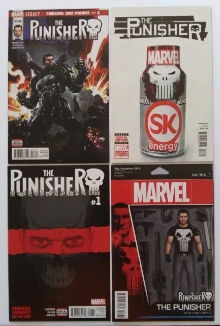The Punisher 218 (1st Print War Machine Armor 2018) + 1 & 11 Variant Cover Set