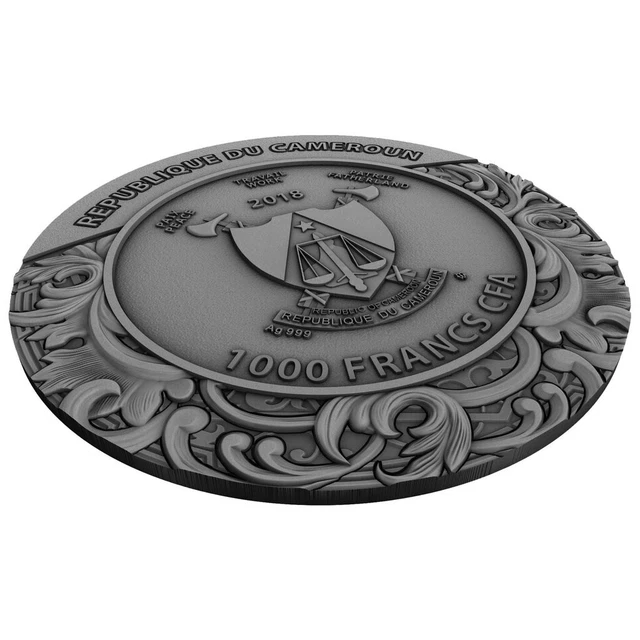 2018 Carved Skull II ST. Aloysius Gonzaga Bones 1oz Pure Silver Coin High Relief 3