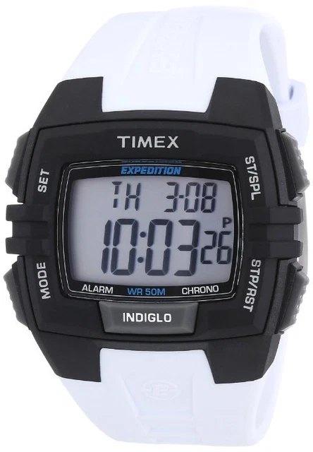MONTRE NUM RIQUE NEUF TIMEX Expedition Shock Ton Noir Blanc