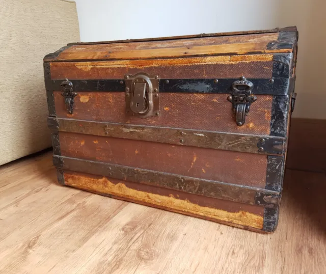 Large Antique Wooden Storage Chest Rustic Trunk Vintage Blanket Box