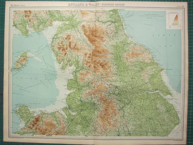 1921 Large Map ~ England & Wales ~ Northern Section Isle Of Man Lancashire