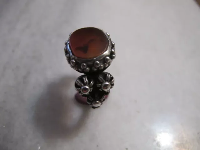 Antique Byzantine, Pre/ Georgian  Silver Ring With Red Carnelian Stone 2