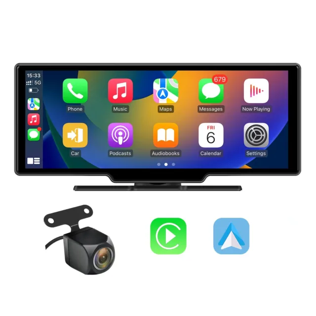 Portable Bluetooth Car Stereo Wireless Carplay Android Auto 10.26 inch