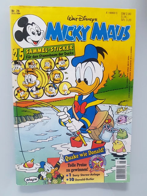 Micky Maus Heft 26 1994 mit Beilage Sammelsticker und Sammelkarten