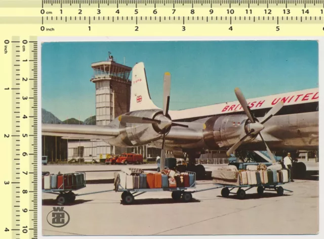 119 1960's Airport Brnik, Ljubljana Slovenia British United vintage old postcard