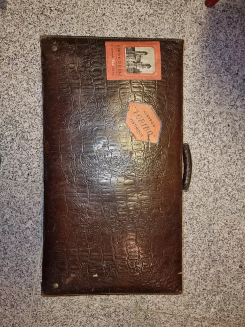 alter kleiner Lederkoffer Reisekoffer Oldtimer Koffer braun krokooptik