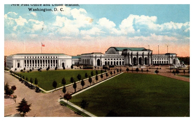 Washington, D.C. New Post Office & Union Station Postcard Posted 1917